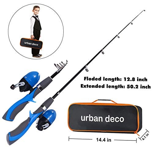 Urban Deco Kids Fishing Pole, Portable Telescopic Rod and Reel Combos Kids Fishing Rod Kit with Tackle Box for Boys,Girls,Youth,Beginner, Starter - Blue - Thumbnail 4