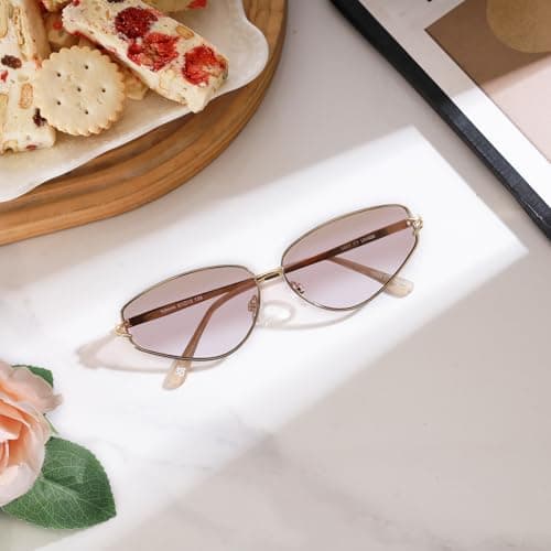 Vylenxio Trendy Y2K Cat Eye Sunglasses for Women and Men, Metal Frame - Thumbnail 2