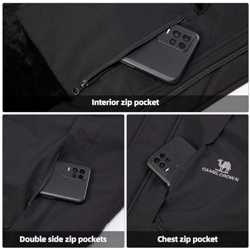 CAMEL CROWN Men's Winter Coat Waterproof Ski Jacket Fleece Lined Windproof Raincoat for Snow Outdoor Hiking Mountain - Thumbnail 4
