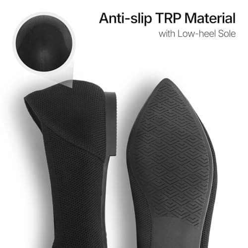 ATHMILE Pointed Toe Flats for Women Ultra-Comfortable Knit Ballet Flats Shoes for Women with Memory Foam & Padding, Machine Washable Womens Flats for Work Office Casual Wedding Black Size 10 - Thumbnail 6