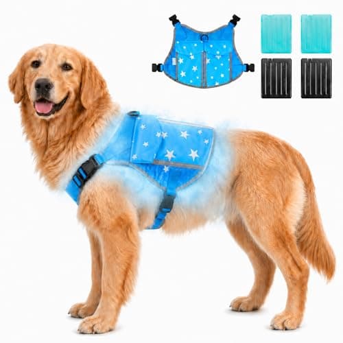 SAVIOR COOL Dog Cooling Vest Harness UV Reflective Medium Blue - Image 1