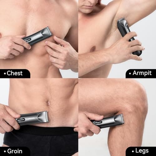 kensen Body Hair Trimmer for Men - Groin & Pubic Hair Trimmer with Ceramic Blades, Manscape Body Shaver for Men with LED Light Ball Shaver IPX7 Waterproof Wet/Dry Rechargeable Body Trimmer Mens Gift - Thumbnail 3