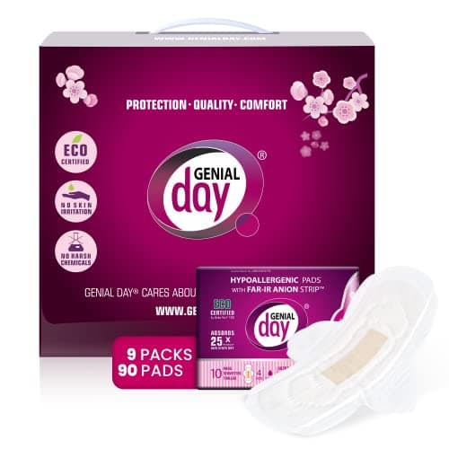 Hypoallergenic Regular Flow Pads with FAR-IR Anion Strip, Super Absorbent, Breathable, Vegan and Eco-Certified, Ultra Thin with Wings, Count 90 (Regular) - Image 1