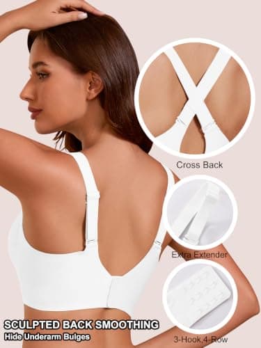 COCOMARTS Jelly Bras for Women No Underwire Seamless Push Up Scalloped Tshirt Bralettes Comfortable Wireless Everyday Bra White Small - Thumbnail 4