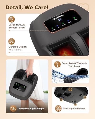 EaseZen Shiatsu Foot Massager with Heat & Remote, 2026 Upgraded Deep Kneading Foot Massager for Plantar Fasciitis, Neuropathy & Tired Feet, Fits Up to Size 14, Gifts for Women - Thumbnail 5