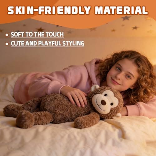 24" 3.2 Pounds Monkey Cute Weighted Stuffed Animals,Sensory Comfort Plush Throw Pillow Toy,Monkey Plush Toys for Stress Relief, Kawaii Plushies Hugging Toy Stuffed Monkey Gifts for Kids & Adults. - Thumbnail 3