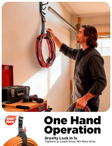 Men Gifts for Fathers Day for Dad Husband, 4 Pack [1s Auto Lock] Extension Cord Holder Organizer, Extension Cord Hanger for Garage Storage and Organization, Garden Hose Storage, Garage Gadgets for Men - Thumbnail 3