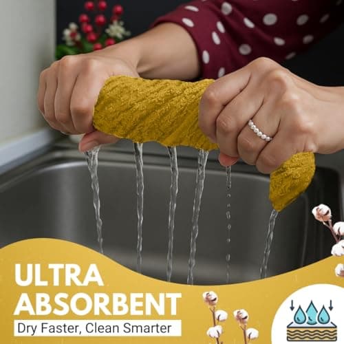 Infinitee Xclusives Premium Kitchen Towels - [Pack of 12] 100% Cotton Kitchen Hand Towels (15 x 25 Inches) - Dish Towels for Kitchen |Radiant Yellow| - Thumbnail 3