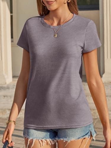 UNCLECAT Womens Short Sleeve Tops Summer Basic T Shirts Crewneck Causal Tee - Thumbnail 5