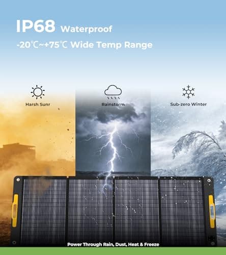 Lipower 200W Portable Solar Panel for Power Station, IP68 Waterproof, 25% High Efficiency ETFE Monocrystalline, Adjustable Kickstands, 200Watt Foldable Solar Charger for Generator,RV,Camping,Off Grid - Thumbnail 6