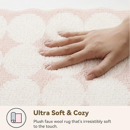 GRANNY SAYS Cute Waved Bathroom Rugs 16" x 24",Non-Slip Pink Scalloped Bath Mats for Bathroom, Plush Shag Absorbent Microfiber Ultra Soft Bath Mat, Washable Rug for Tub, Shower, Bedroom - Thumbnail 4