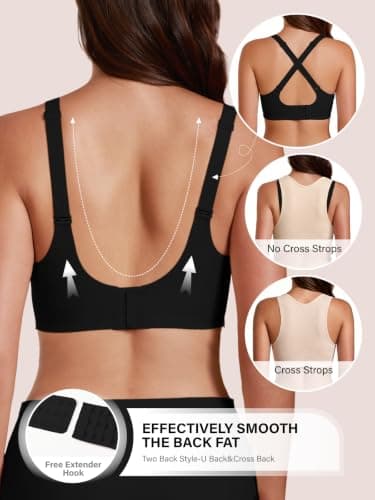 COCOMARTS Jelly Bras for Women No Underwire Seamless Push Up Bra Full Support Comfort Bralettes Wireless Plunge Everyday Bra Black 2X-Large - Thumbnail 4