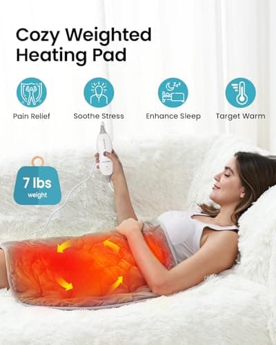 immtree Weighted Heating Pad for Period Cramps, 7lbs XXXL Size(29x24) with Fast Heat Technology, Heated Blankets for Adults, Deeper Pain Relief for Back, Shoulder and Knee - Thumbnail 2