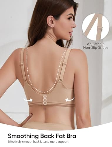 Easybunny Women's Seamless Jelly Bra: Wireless Push-up Full Coverage - Breathable Mesh Padded Bralette for Yoga & Lounge - Nude S - Thumbnail 5