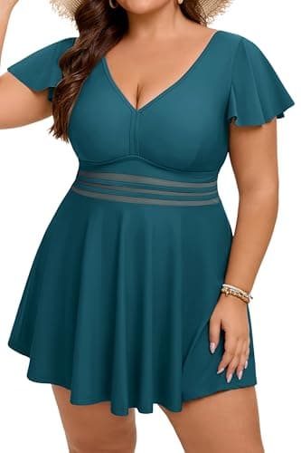 Arolina Modest Swimsuits for Women Tummy Control Bathing Suits Full Coverage Tankini with Shorts Dark Cyan - Image 1