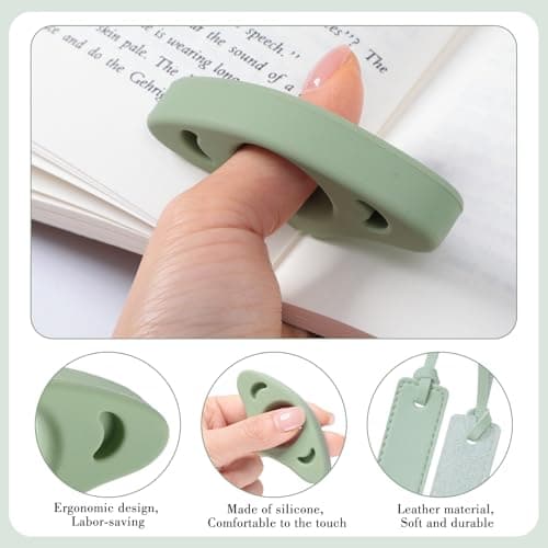 4Pcs Book Page Holder Set, 2Pcs Breathable Silicone Thumb Book Page Holder and 2Pcs Leather Bookmark, Easter Basket Stuffers, Mothers Day Gifts, Reading Accessories for Book Lovers, Readers - Thumbnail 4