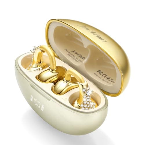 JewelPods C3 Wireless Bluetooth Earbuds, Jeweled Open-Ear Headphones, Gold