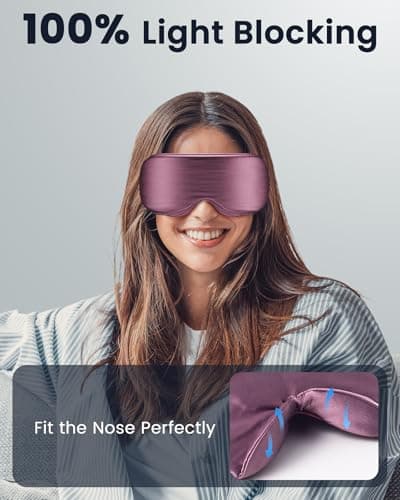 Eye Mask - Sleep Mask for Women & Men, Eye Relief, Improved Sleep, Washable and Travel (Purple & Black) - Thumbnail 2