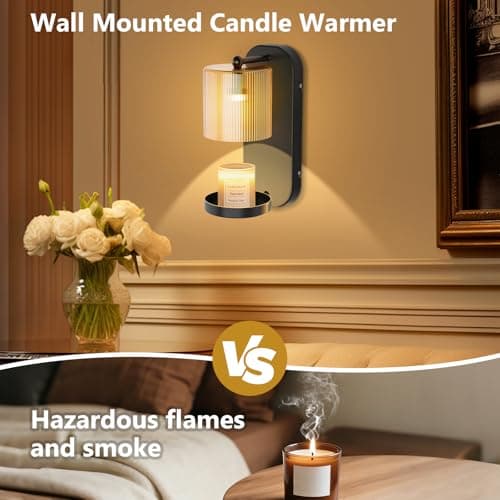 seenlast Wall Mounted Candle Warmer Lamp with Remote Control, Timer & Dimmer, Flameless Wax Melt Warmer for Jar Candles, Metal Wall Sconce for Home Fragrance & Decorative Lighting - Thumbnail 2