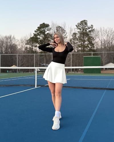 G4Free Golf Skirts for Women with Shorts Tummy Control Wide Waistband Tennis Skorts with Pockets Summer Athletic Workout(White,XL) - Thumbnail 2