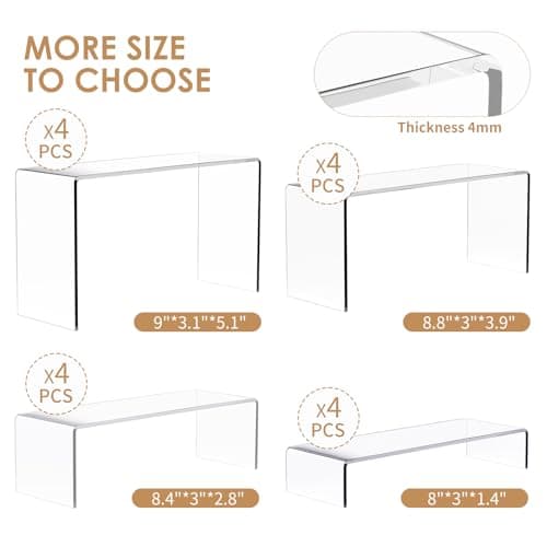 Anglelife 16 pcs 2 Set Acrylic Risers for Display Clear Acrylic Riser Display Stands Acrylic Display Risers for Show Funko Pop Figures, Cupcake, Jewelry, Toys, Perfume and More - Thumbnail 2