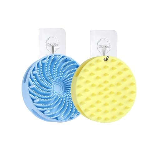 Upgraded Version Silicones Body Scrubber,Double-Sided Design Body Brush Silicone Body Scrubber Exfoliating Body Brushes for Suitable Showering All Skin Types,Environmentally Friendly Silicone loofah - Image 1