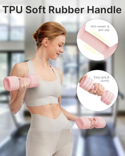 YOTTOY Adjustable Dumbbell Set of 2, 4-in-1 Hand Weights for Women at Home, Compact Free Weights Dumbbells Set with Soft Grip and Base, 2-5 lbs Each for Home Gym (Pink) - Thumbnail 4