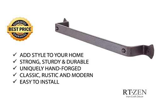 RTZEN Matte Black Hand Towel Holder for Bathroom - Handcrafted Farmhouse Wrought Iron Metal Kitchen Bar - Small Hand Towel Bar Hanger for Home or Office - Wall Mounted Rack Fits 10" Towels - Thumbnail 5