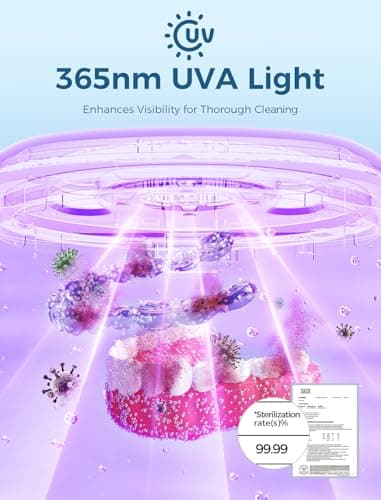 Estefanlo Ultrasonic Retainer Cleaner, 45kHz Retainer Cleaner Machine with LED Digital Auto Timer, 200ML Ultrasonic Cleaner wiht 3 Retainer Cleaner Modes for Denture, Aligner, Mouth Guard,Night Guard - Thumbnail 6