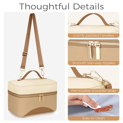 WOOMADA Insulated Lunch Bag For Women - Leakproof Adult Lunch Box With Adjustable Strap, Ideal For Office, Picnic, Hiking, Beach - Stylish Cooler Tote Bag - Thumbnail 5