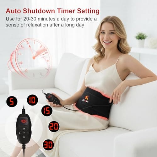 Red Light Therapy for Body,120 LEDs Infrared Light Therapy Wrap Belt for Waist,Upgraded 3 in 1 Led Beads,660nm Red Light &850nm Near Infrared Light Device for Back with Timer - Thumbnail 5
