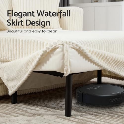 Indoor Chaise Lounge Chair with Storage Ottoman, 60-Inch Corduroy Lounge Sofa, Modern Cloud Couch Chair with Wide Armrests & 4 Pillows (Beige (No Storage)) - Thumbnail 6