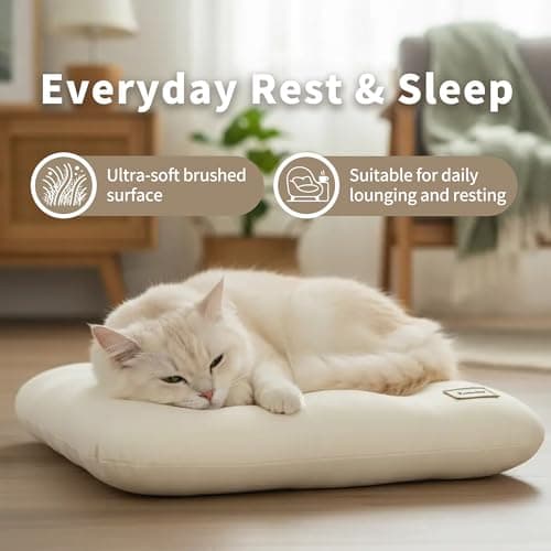 Lumicedar Washable Dog Bed Ultra Soft Plush Dog Crate Mat, Dog Bed for Crate, 3.2" Thick Dog Bed Mat, Kennel Pad for Small and Medium Dogs, 18"x18", Beige - Thumbnail 2