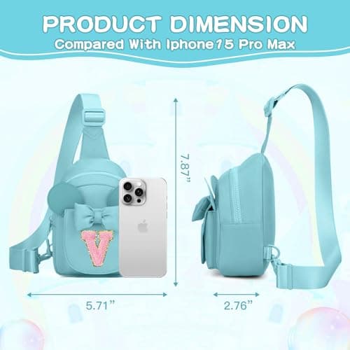 Viverte Birthday Gifts for Girl Easter Gifts Trendy Personalized Initial Crossbody Sling Bag Fanny Packs for Girls for Travel (Icing Blue-V) - Thumbnail 4