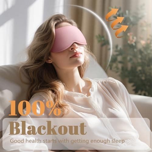 Vynix Sleep Mask for Women Men - 100% Blackout Eye Masks for Sleep, Lash Extensions 3D Contoured Sleeping Mask, Soft Adjustable Light Blocking Eye Cover Blindfold for Travel, Pink - Thumbnail 2