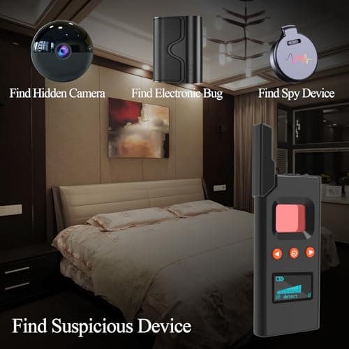 KEULGOUL Hidden Camera Detector & RF Bug Finder, Portable GPS Tracker Detector and Bug Sweeper for Privacy Protection in Car, Hotel, Office, Home & Travel - Thumbnail 2