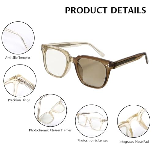 Photochromic Sunglasses Synchronized Color-Changing Frames and Lenses Brown - Thumbnail 4
