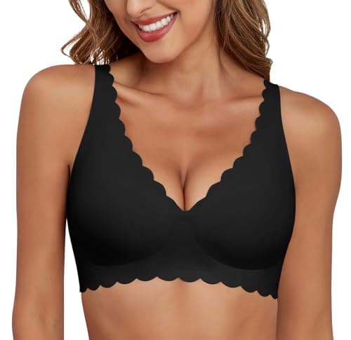 Xcutting Deep V Bras for Women No Underwire Wireless Push Up Bra Seamless Plunge Bralette Comfort Supportive Bra Full Coverage Buttery Soft Seamless with Extender (Black,2X-Large) - Image 1