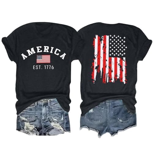 American Flag Shirts for Women: 4th of July T-Shirt 250 Anniversary USA Shirt Patriotic Short Sleeve Tops - Image 1