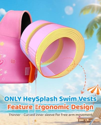 HeySplash Swim Vest for Kids, Toddler Pool Floaties Fit 33-66 Lbs, Children Swimming Vest with Adjustable Strap, Swim Jacket Water Wing Arm Float, Puddle Beach Boat Jumper Boy Girl,Starfish - Thumbnail 2