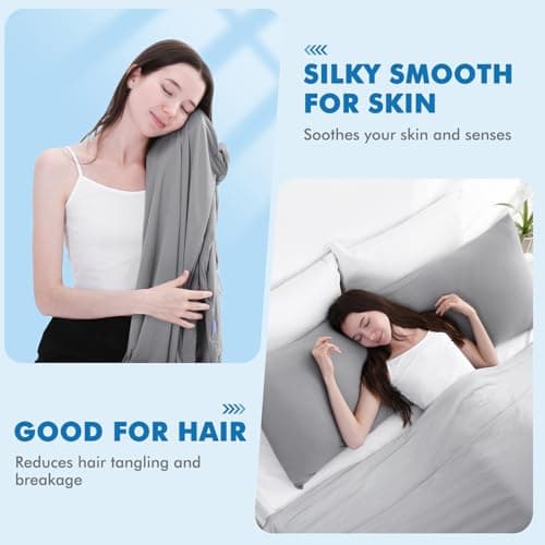 Avolare Cooling Body Pillow Cases 1 Pack,Arc-Chill 3.0 Cooling Body Pillow Cover for Hot Sleepers with Zipper(Q-Max>0.5), Soft Silky 20" x 54" Summer Long Pillow Cases for Hair and Skin- Grey - Thumbnail 5