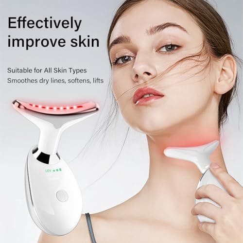 Red Light Therapy for Face, 7 Color LED Facial Light Therapy Wand for Skin Care at Home Blue Light Therapy Face Massager Tool for Neck (White) - Thumbnail 3