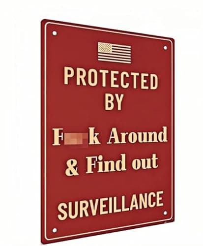 Carastora Funny Warning Metal Tin Sign - Weatherproof Outdoor Safety Sign - for Home, Garage and Office - 8x12 Inch