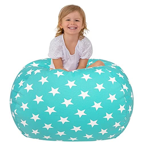 Aubliss Stuffed Animal Bean Bag Storage Chair (Aqua Star, Large (38''))