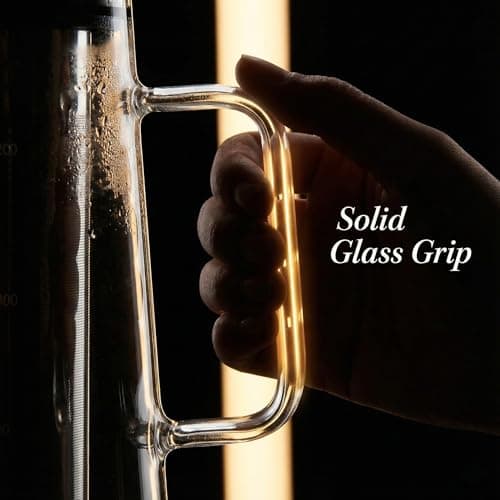 BrewMOO Cold Brew Coffee Maker Pitcher, 1.0L/34Oz Airtight Borosilicate Glass Carafe with 150 Mesh Precision Filter | Barista Grade Iced Coffee Maker, Integrated Glass Handle & Non Slip Base (Grey) - Thumbnail 4
