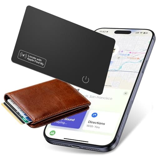 Wallet Tracker Card Air-Tag - Work with Apple Find My (iOS only), 0.07in Slim Tracking Card, IP68 Waterproof Bluetooth Tracker Finder, Apple MFi Certified, Item Locator for Luggage, Passports, Purse - Image 1