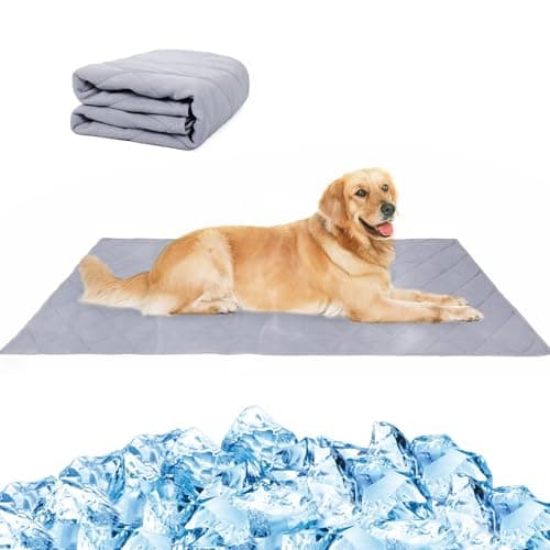 NACOCO Pet Summer Cooling Blanket 31.5" x 43.3" Double-sided availability Mat Dog Throw Puppy Self Cat Pad Bed Cover for Home Outdoor Sofa Sleeping Washable Portable Lightweight Small to Large(Grey,M)