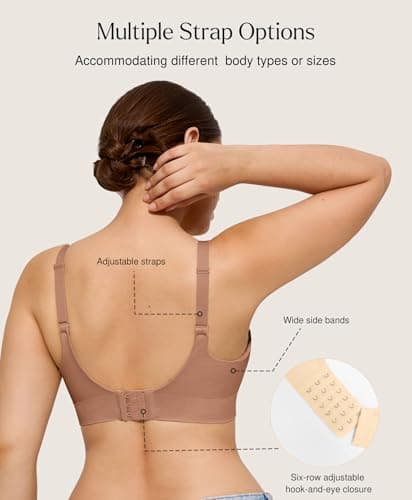 Popilush Womens Push Up Bra Wireless Seamless No Underwire Bras Comfortable Supportive Tshirt Bralettes Coffee - Thumbnail 5