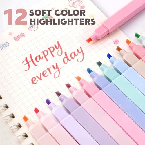65Pcs Aesthetic School Supplies with Cute Pencil Case, 12 Pastel Highlighters, 10 Black Ink Gel Pens, Mechanical Pencils, Sticky Note Ruler Correction Tape for College Essentials Stationary Gift, Blue - Thumbnail 4