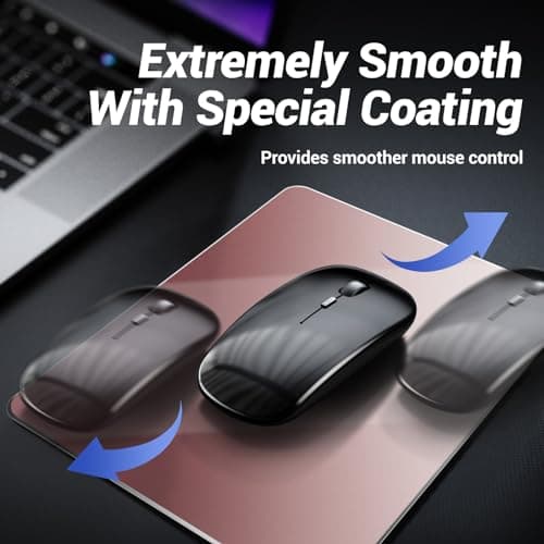 HONKID Metal Aluminum Mouse Pad Pink, Office and Gaming Thin Hard Mouse Mat Double Sided Waterproof Fast and Accurate Control Mousepad for Laptop, Computer and PC,9.06"x7.08",Rose Gold - Thumbnail 4